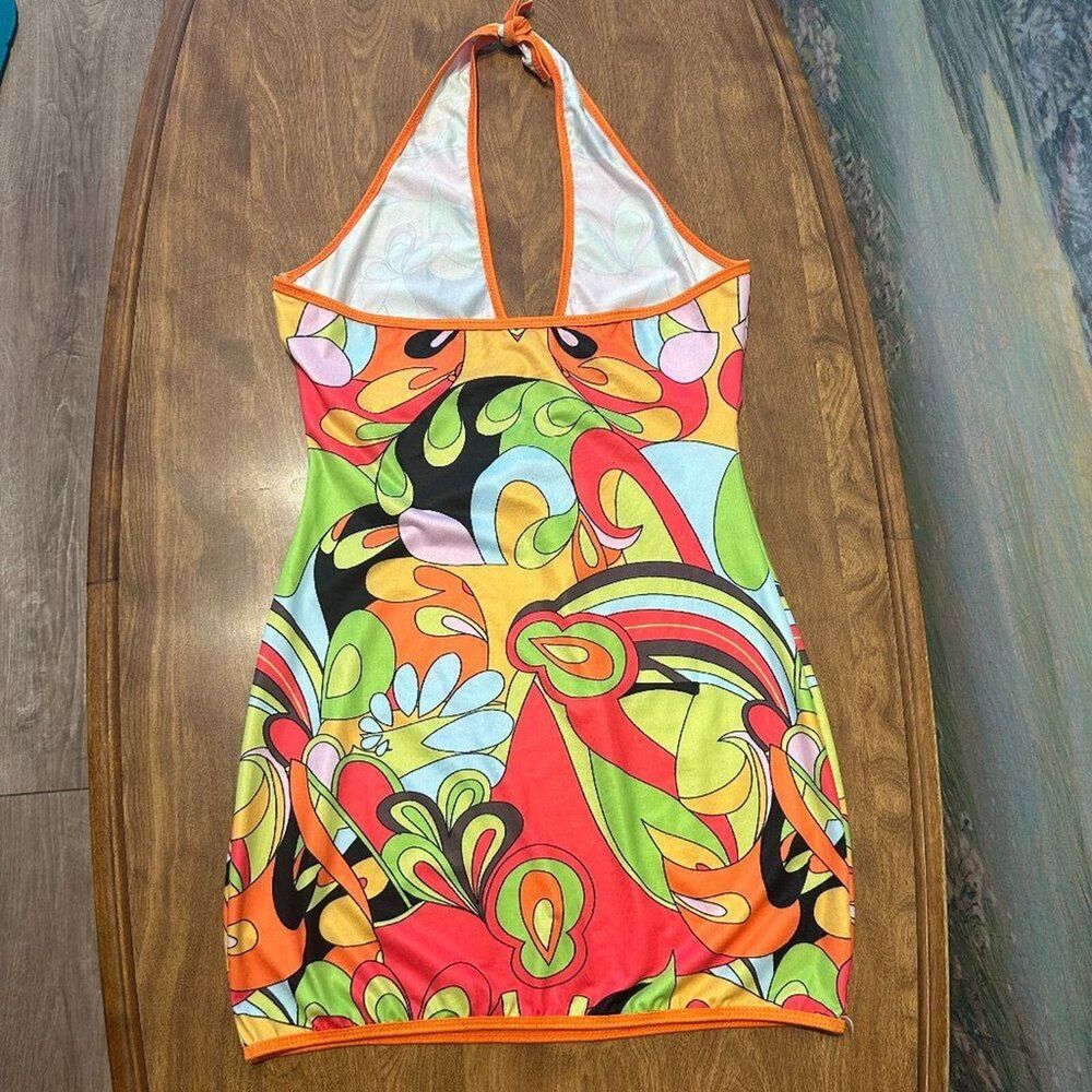 Vintage 60s 70s Dress Keyhole Peekaboo Retro Funky Mini Dress Sz S/M - Picture 3 of 4